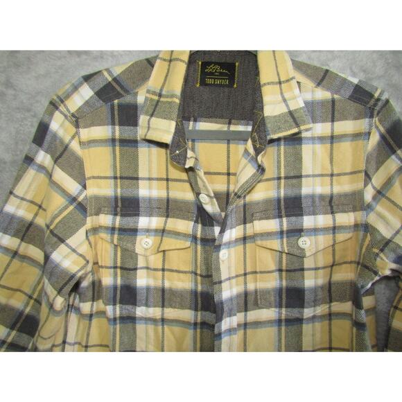 L.L. Bean x Todd Snyder Organic Cotton Flannel Shirt Men’s S Plaid Elbow Patch - Picture 3 of 8